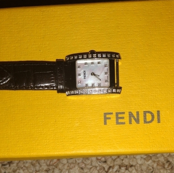 Fendi Black Leather Watch with Crystal Detailing - Picture 12 of 14